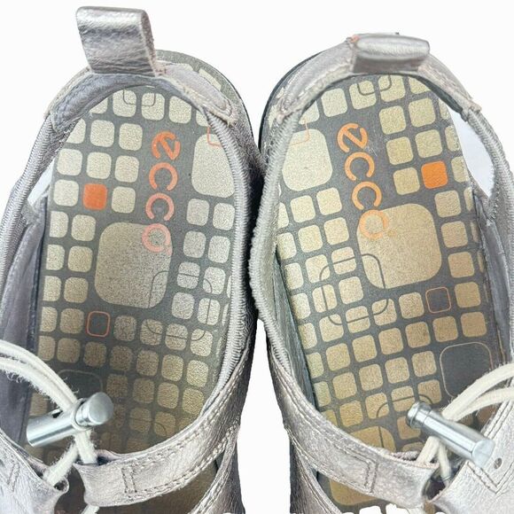Ecco Sandals WMN EU 41 US 10/10.5 Pewter Jab Toggle Open Toe Perforated Metallic - Picture 7 of 13